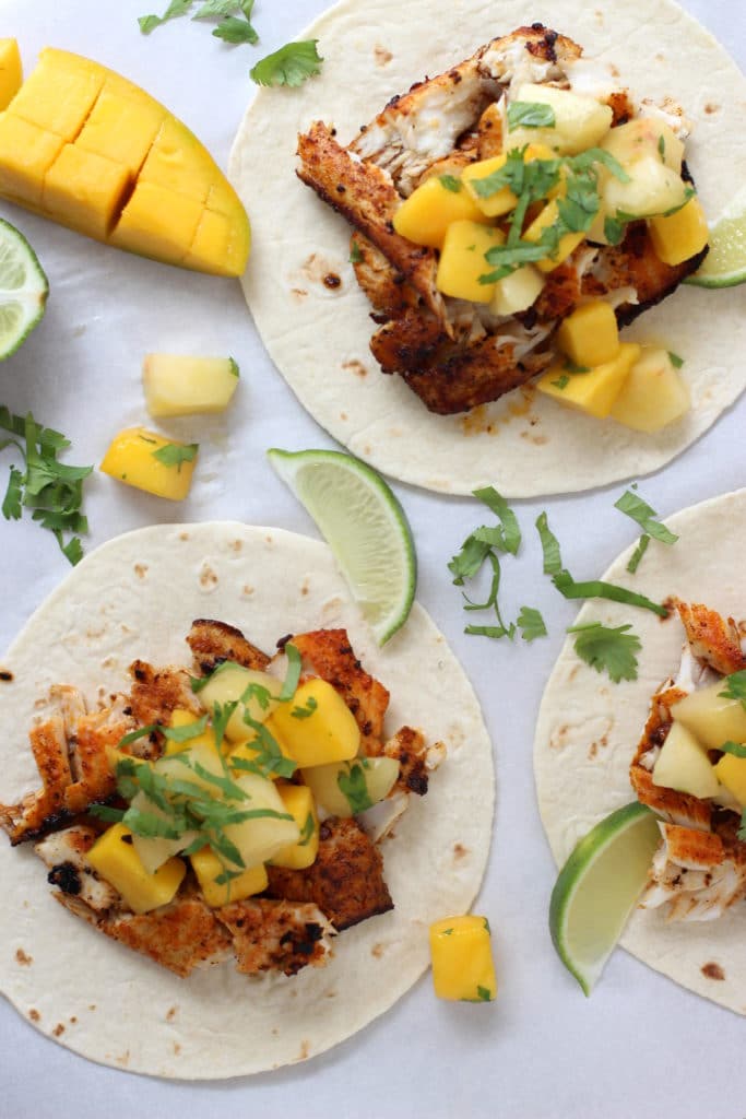 Fish Tacos with Mango Peach Salsa