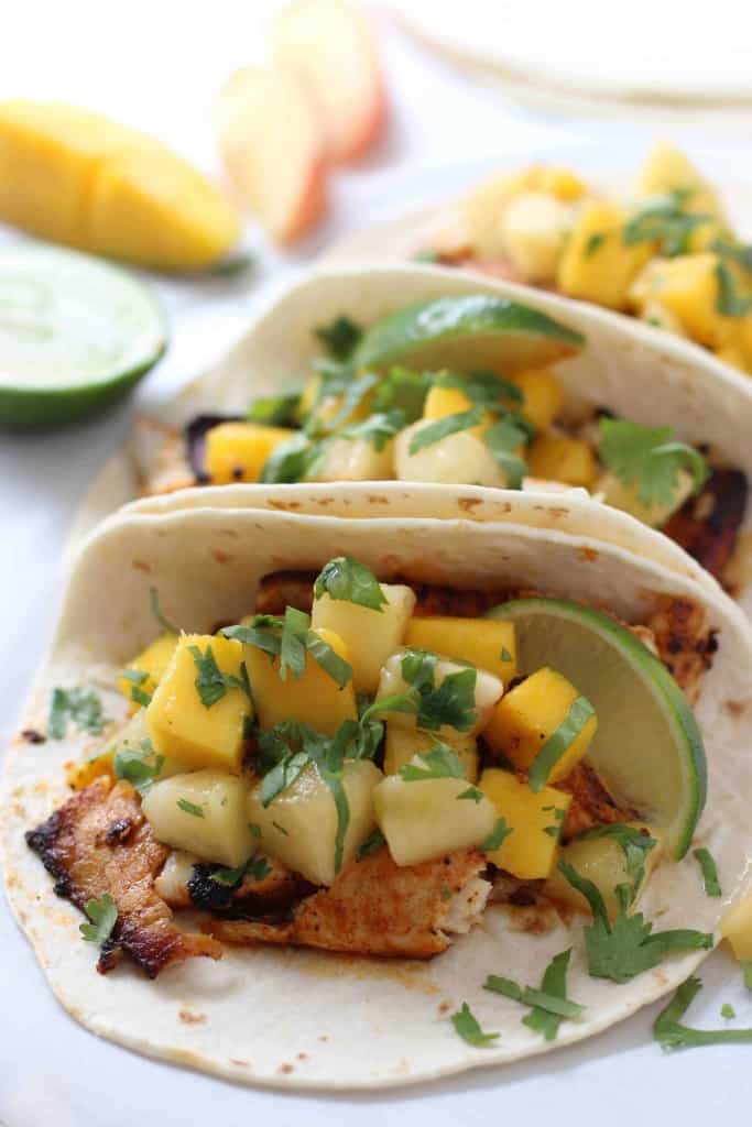 Fish Tacos with Mango Peach Salsa