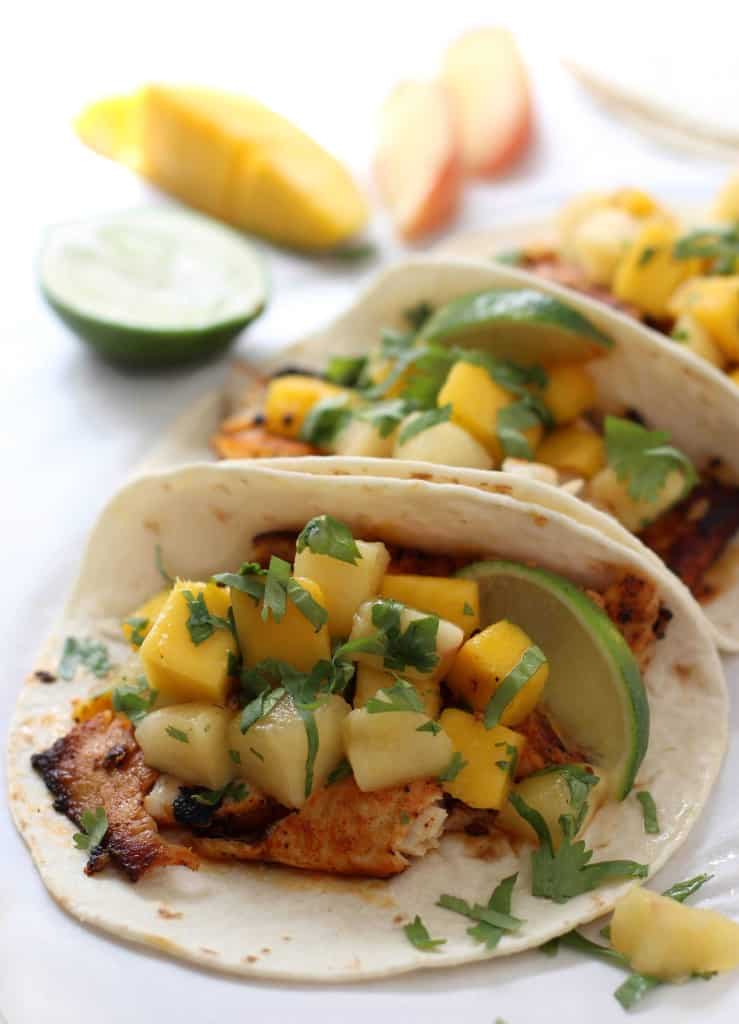 Fish Tacos with Mango Peach Salsa