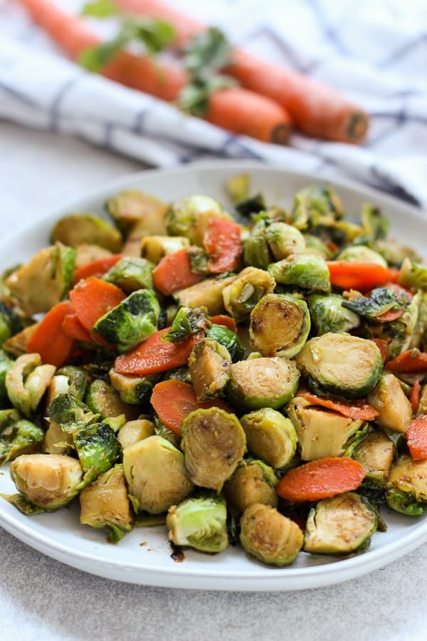 Sautéed Garlic Brussel Sprouts and Carrots