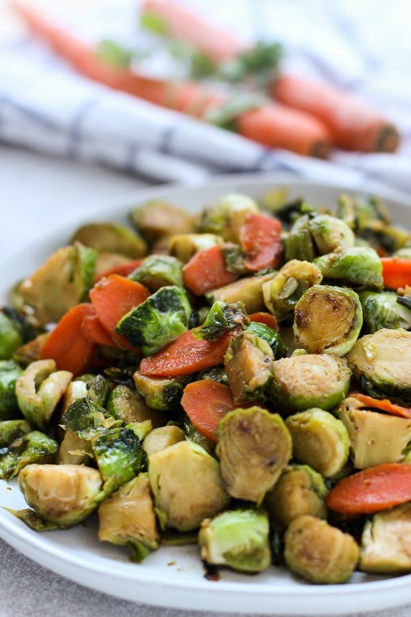 Sautéed Garlic Brussel Sprouts and Carrots