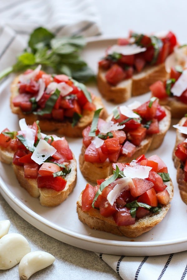 Bruschetta with Tomatoes on a plate