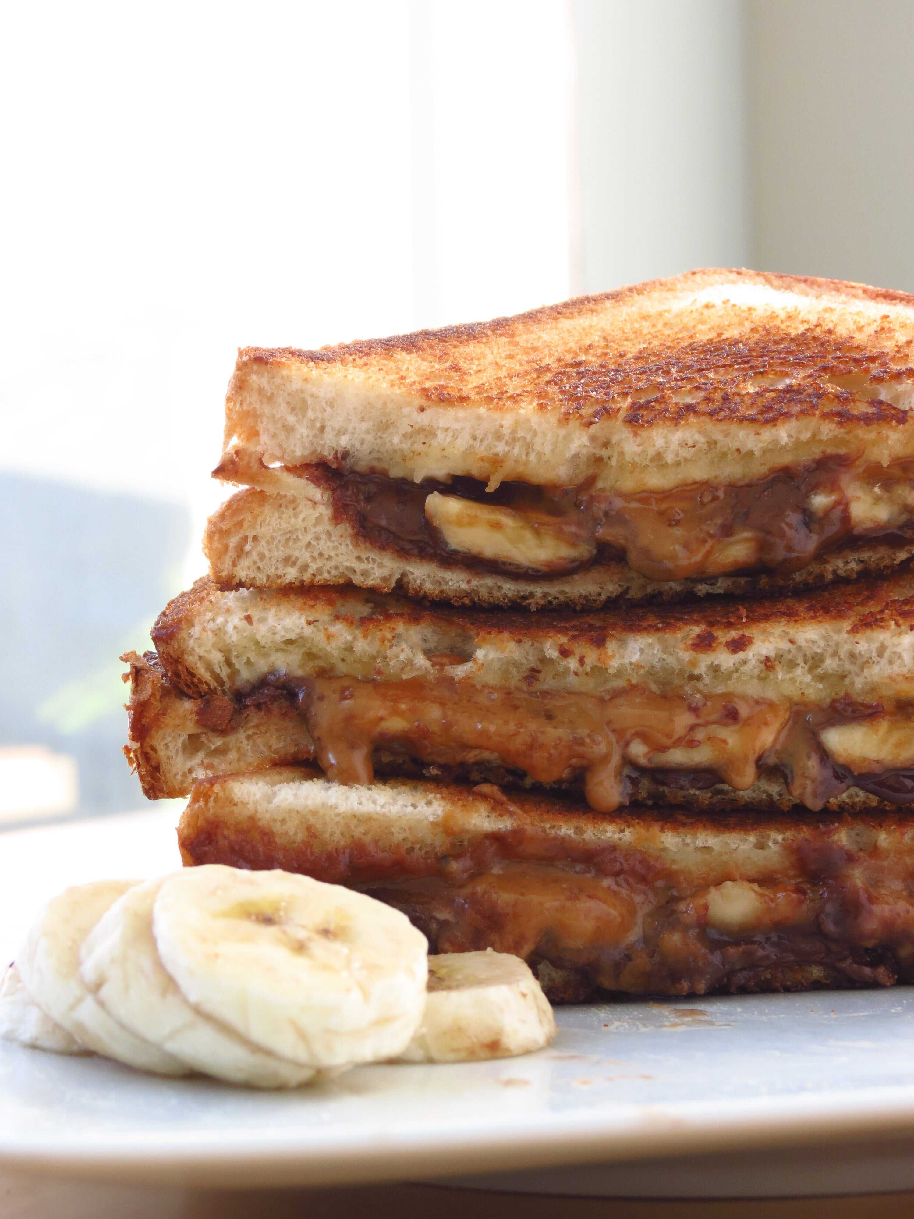 Brown Butter Fried Nutella Banana Croissant Sandwiches - Heather