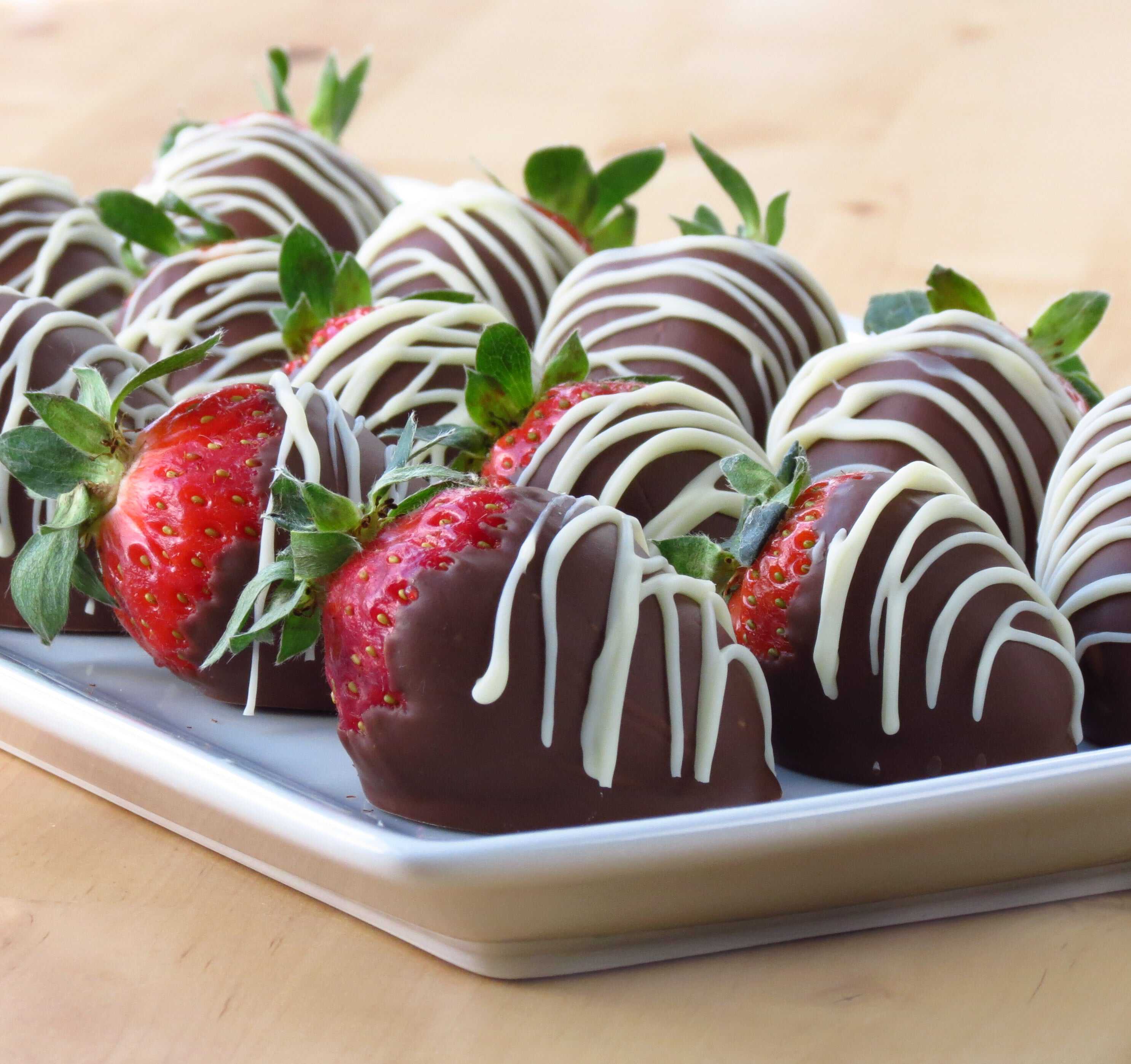 Chocolate Covered Strawberries on a rectangular plate