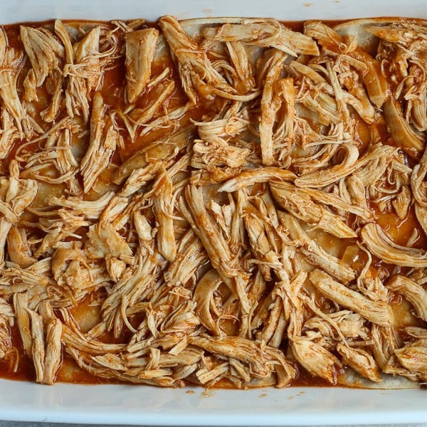 Layering Chicken Enchilada Casserole