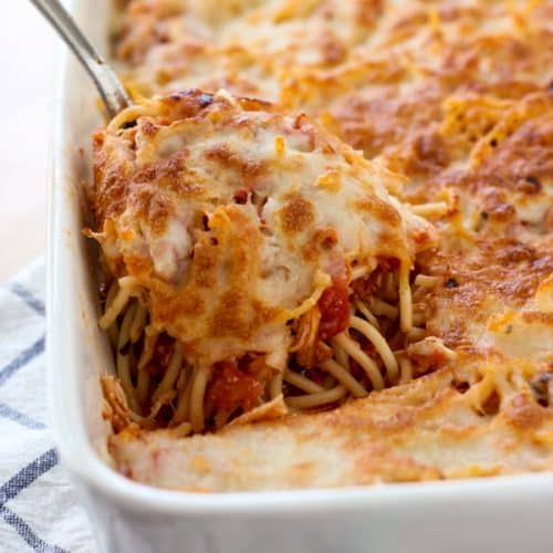 Cheesy Tomato Chicken Spaghetti - Joyous Apron
