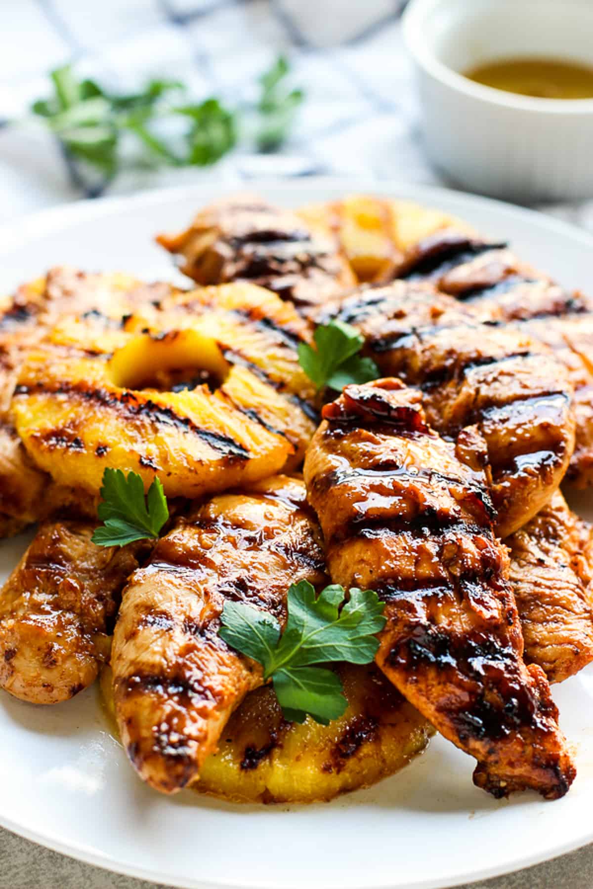 Hawaiian Chicken with Grilled Pineapple and Coconut Rice