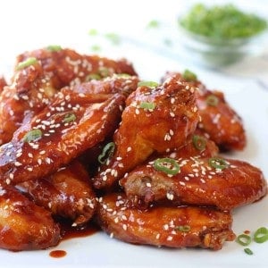 Spicy Baked Korean Chicken Wings on a plate
