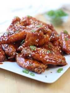 Spicy Baked Korean Chicken Wings on a plate