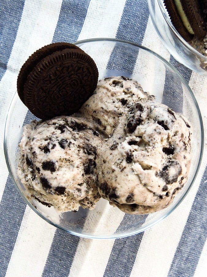 A few scoops of The Best Cookies and Cream Ice Cream in a bowl