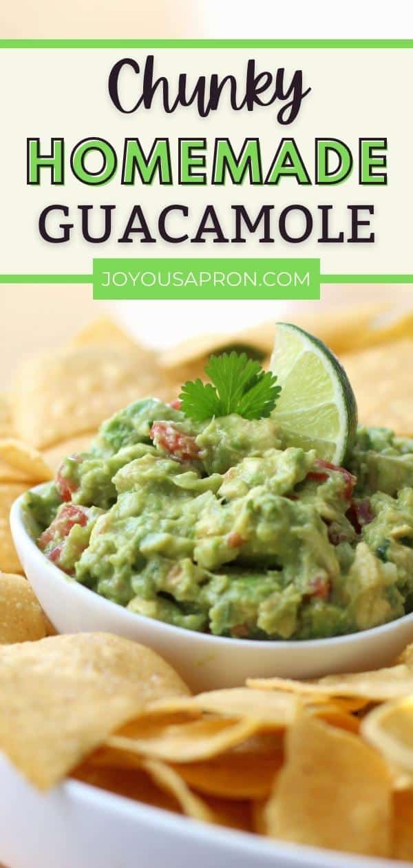 Guacamole - A classic Mexican appetizer and dip. Homemade chunky avocados mixed with chopped plum tomatoes and onions, infused with fresh lime juice and cilantro. Serve with warm, crispy tortilla chips. via @joyousapron