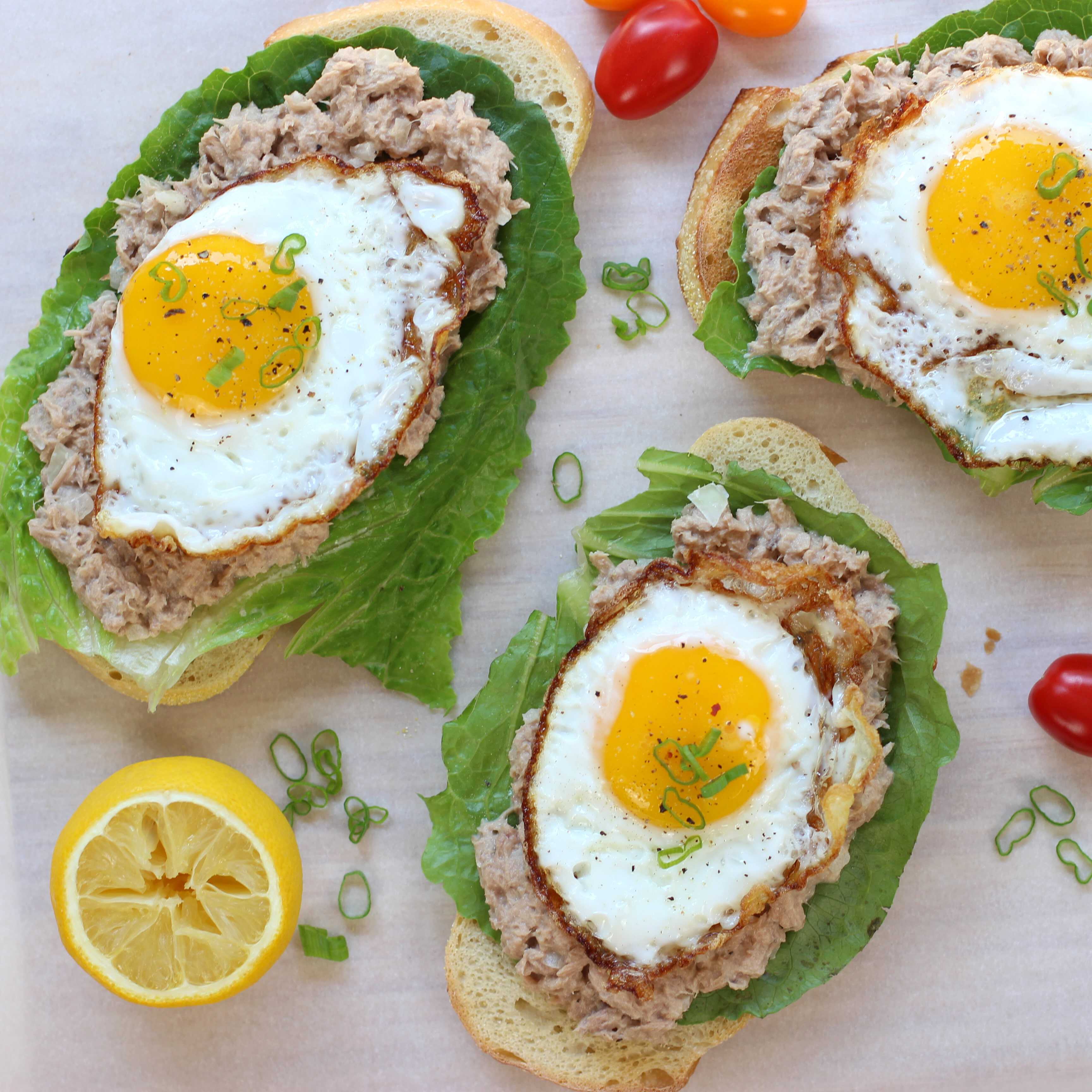 Open Face Tuna and Egg Sandwich