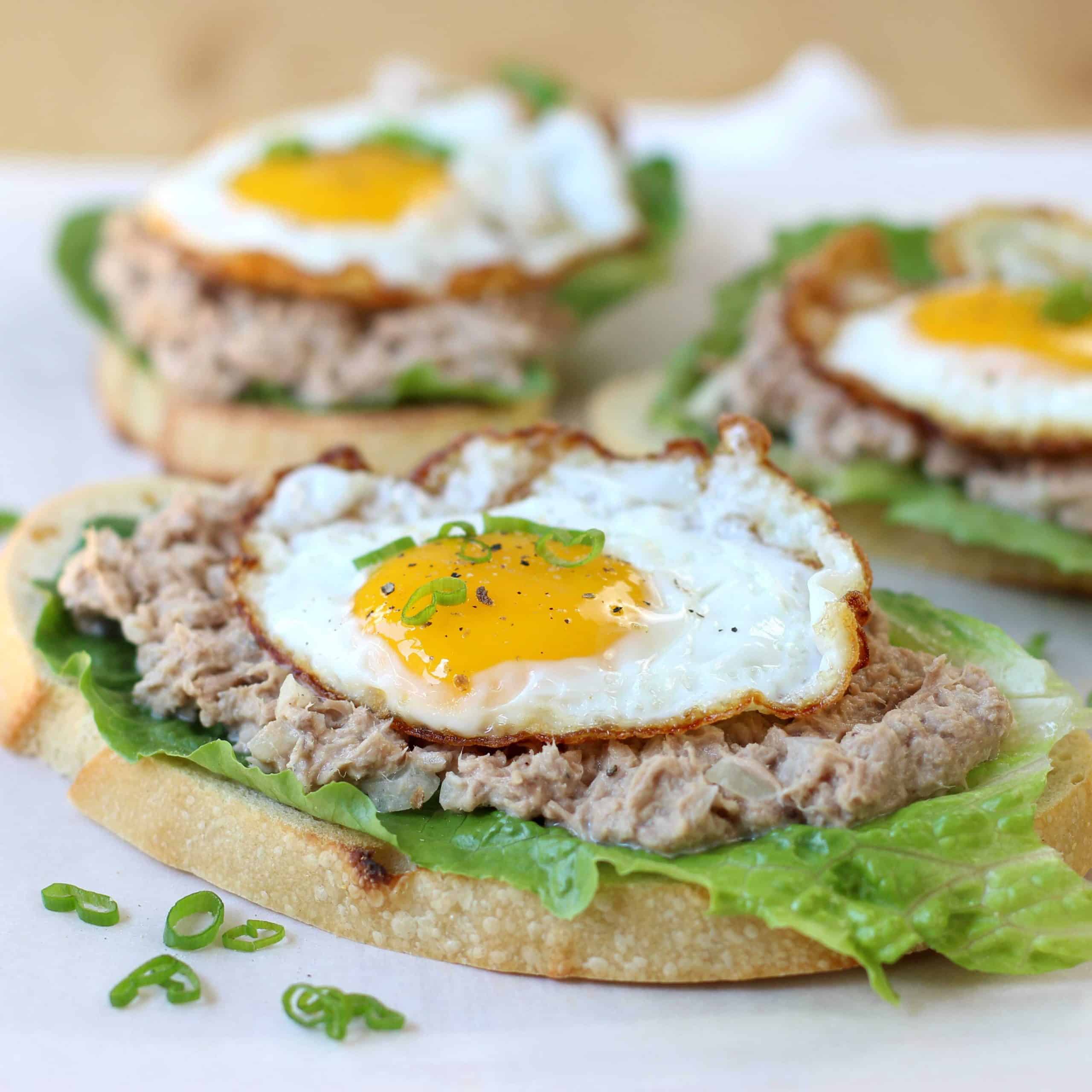 Open-Face Tuna Salad and Egg Sandwich