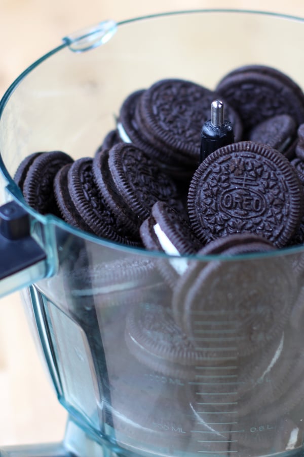 Oreo cookies in food processor