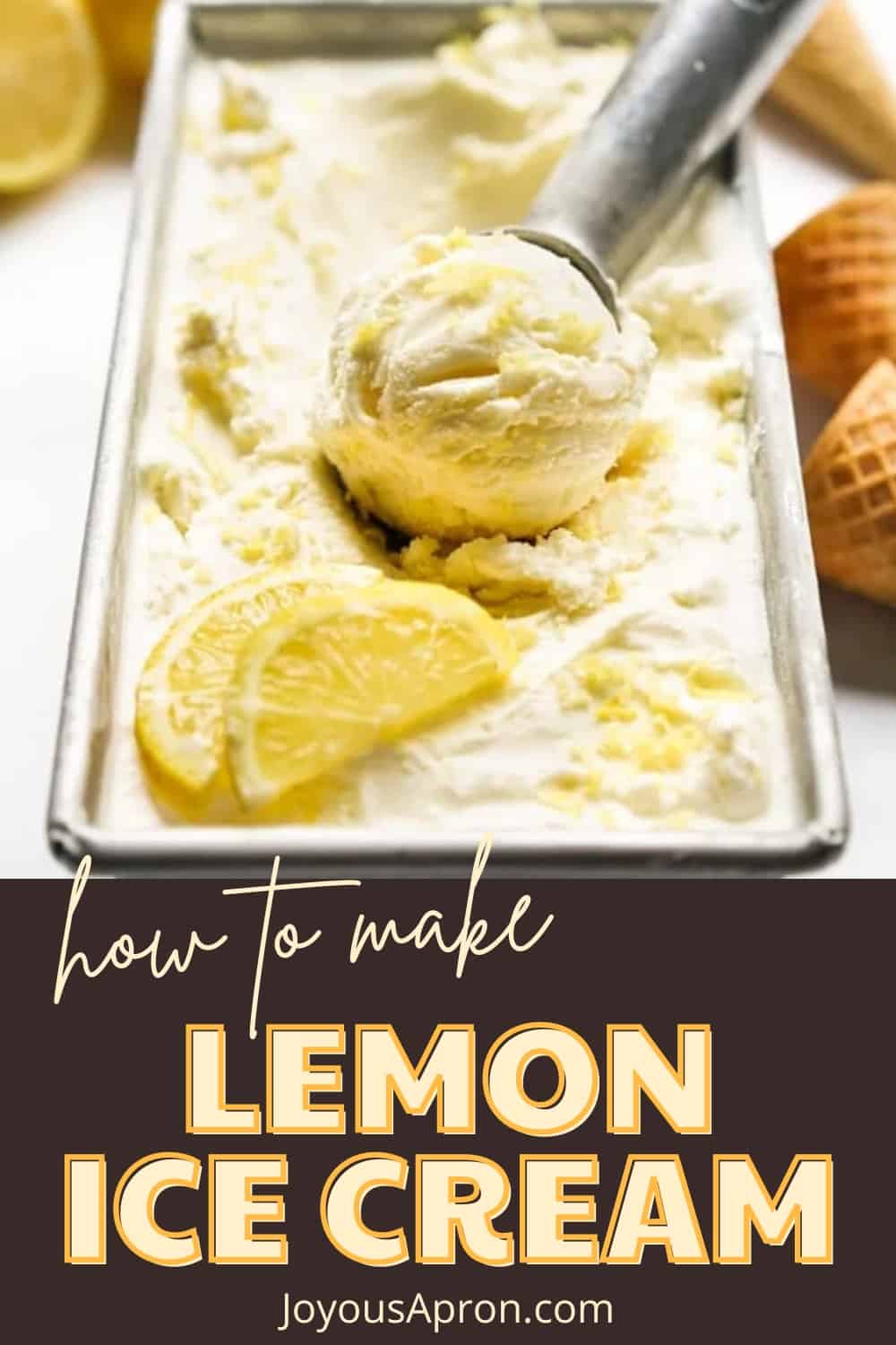 Lemon Ice Cream - homemade ice cream made with fresh lemons, infused with delicious lemon flavors, and is smooth, creamy and such a refreshing citrus dessert for the summer! Ice cream maker needed. via @joyousapron