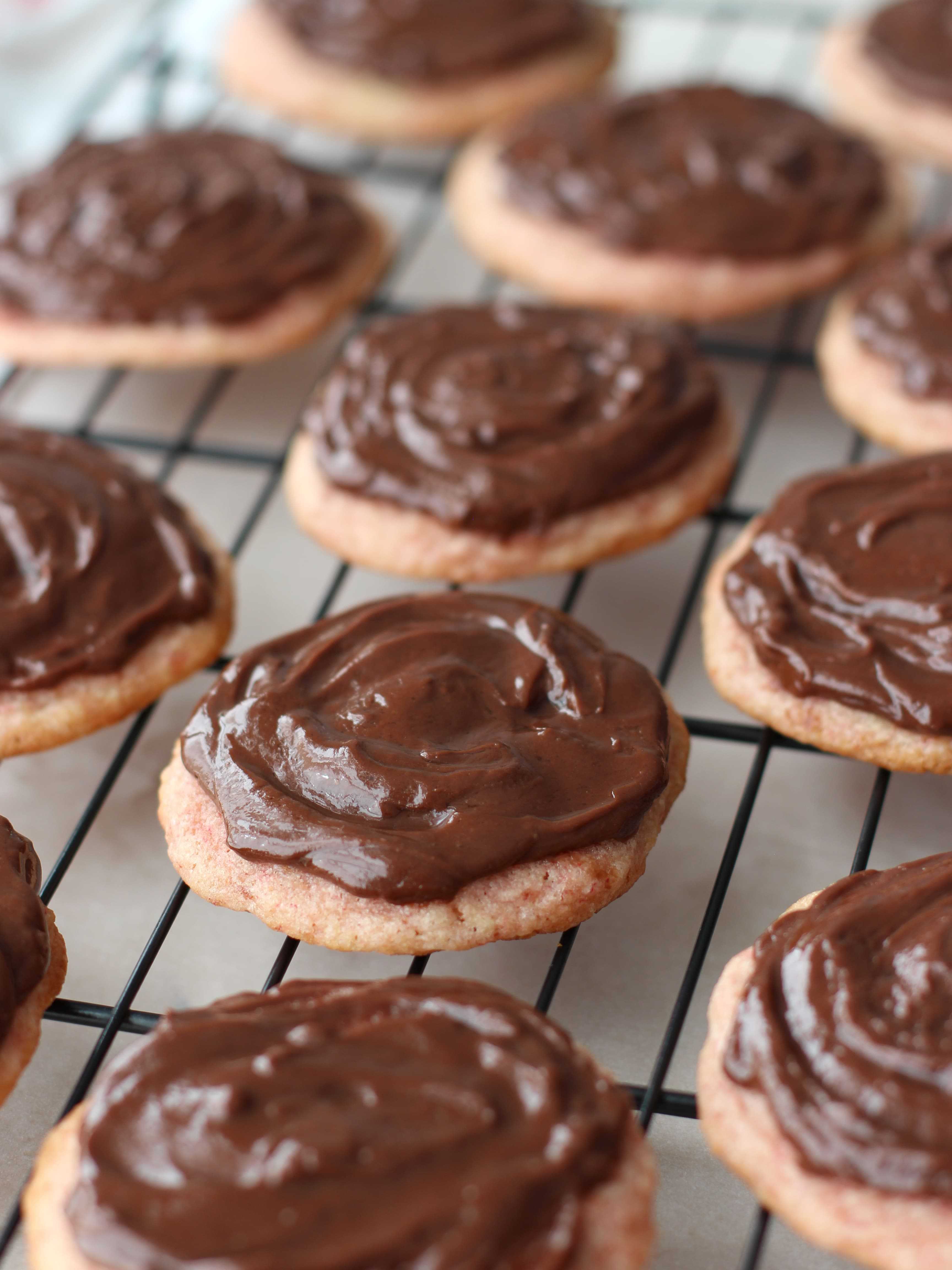 Strawberry Sugar Cookies with Nutella Icing