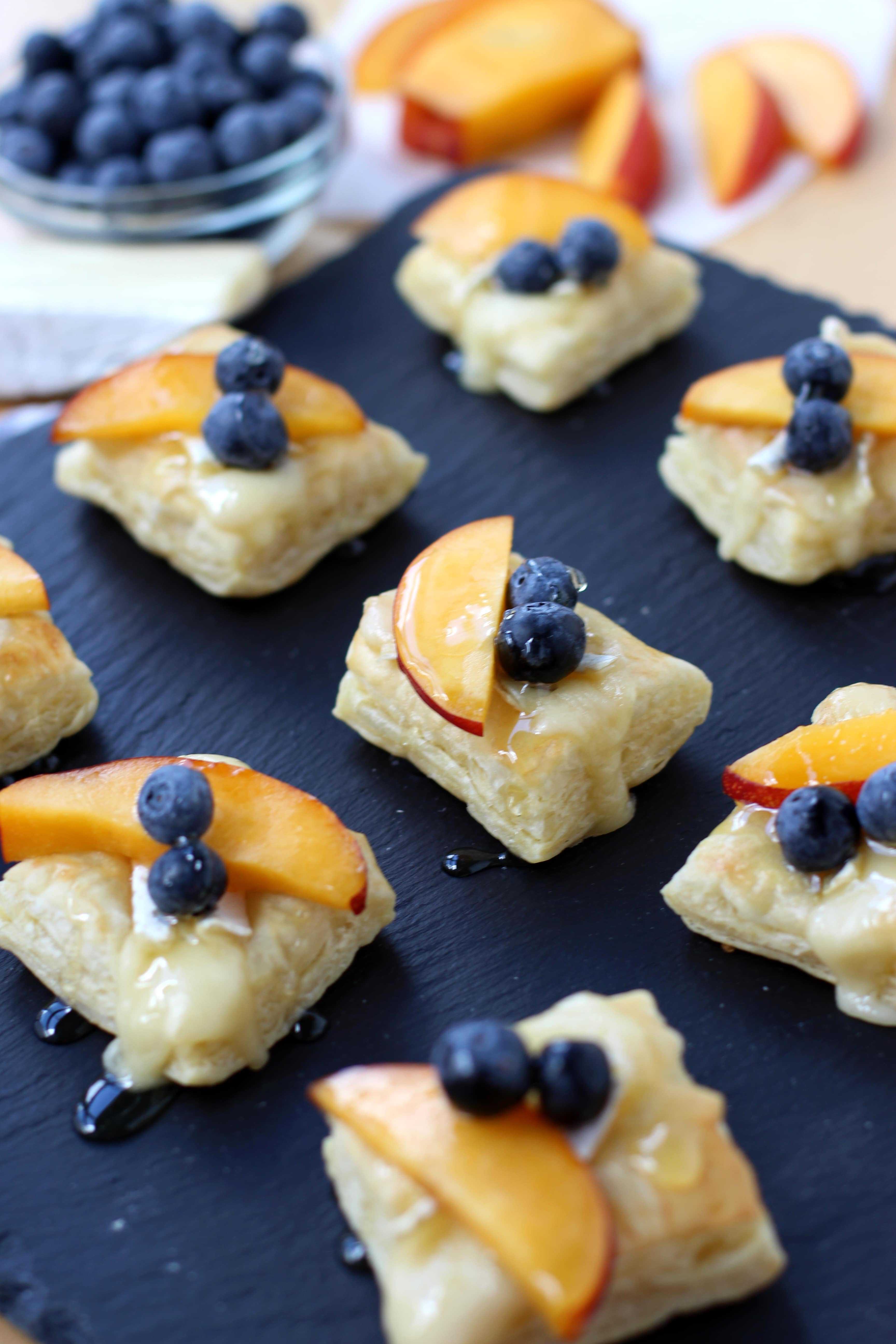 Nectarine and Blueberry Brie Bites