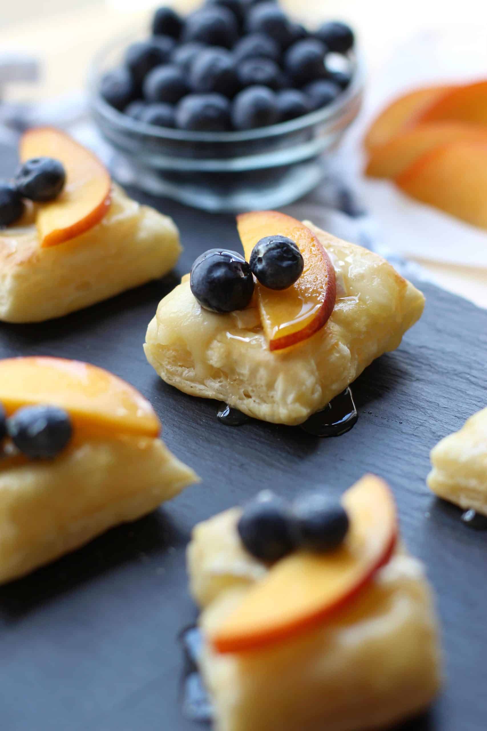 Nectarine and Blueberry Brie Bites