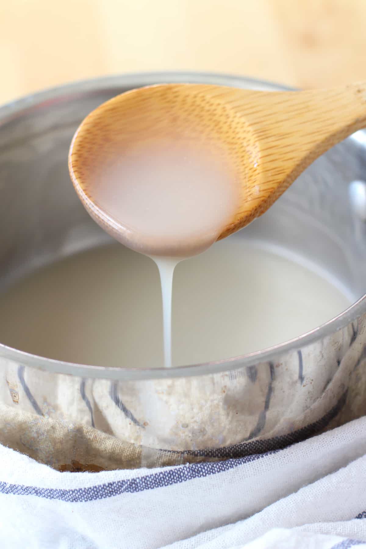 Coconut sauce in a pot