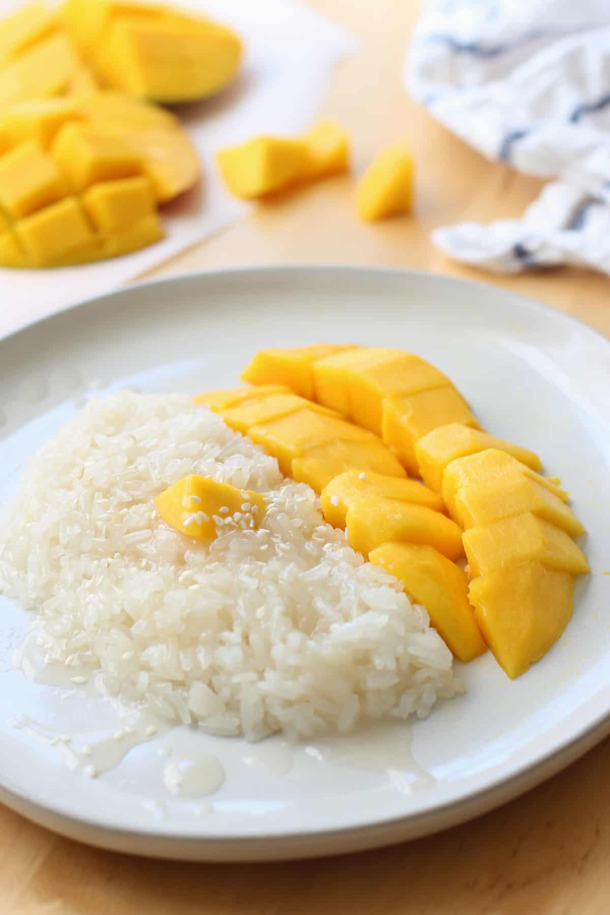A plate of Mango and Sticky Rice