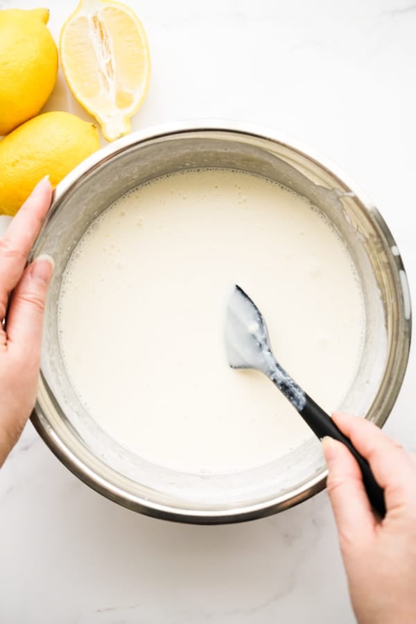 Mixing ice cream mixture in a large bowl