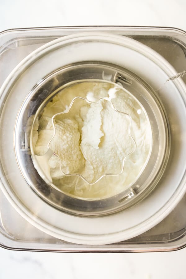 Ice cream churning in an ice cream maker