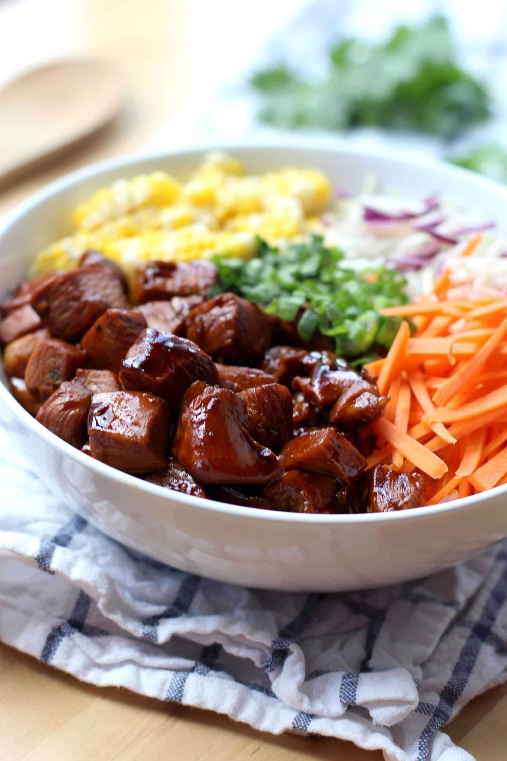 Garlic Soy Chicken and Veggie Rice Bowl