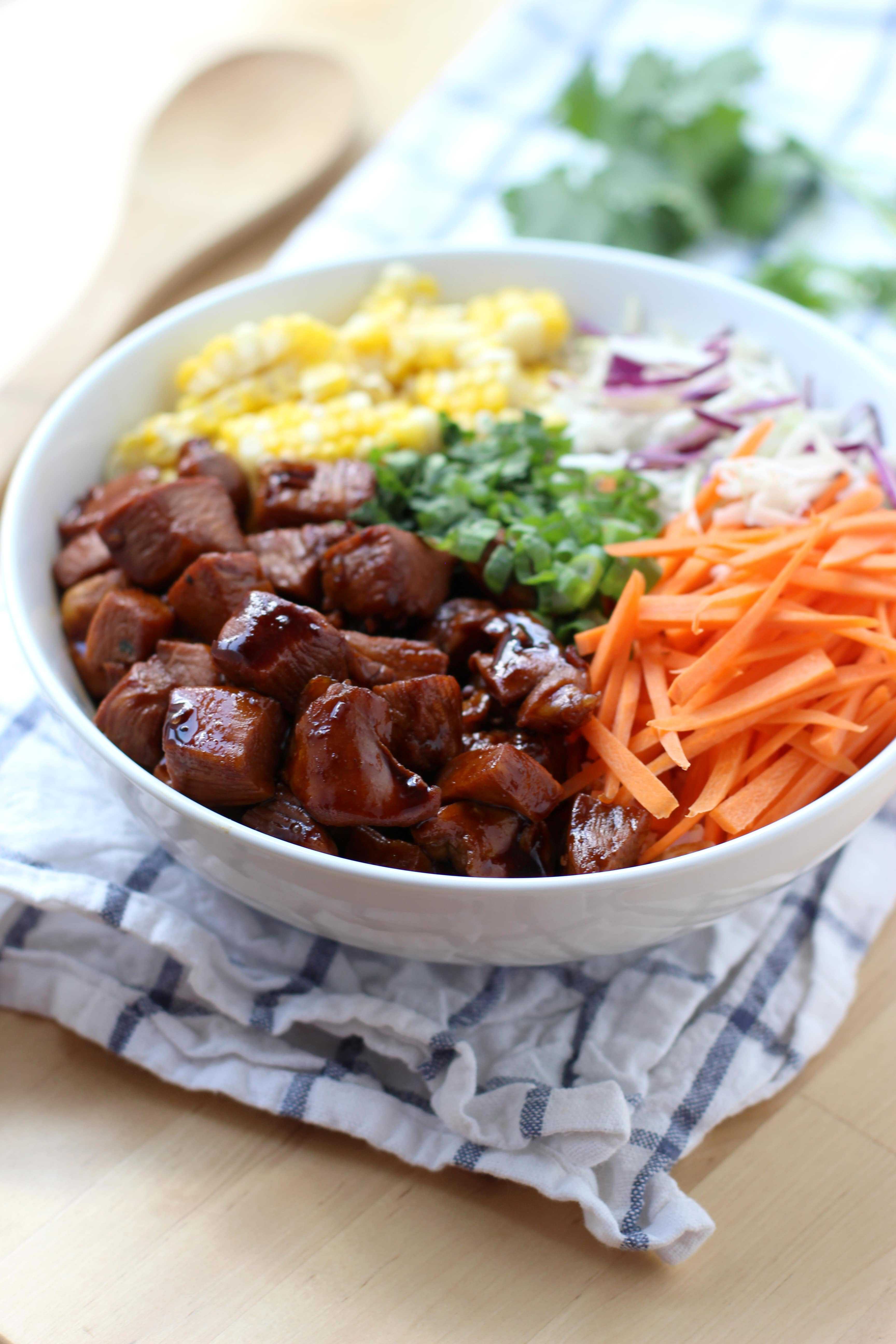 Garlic Soy Chicken and Veggie Rice Bowl