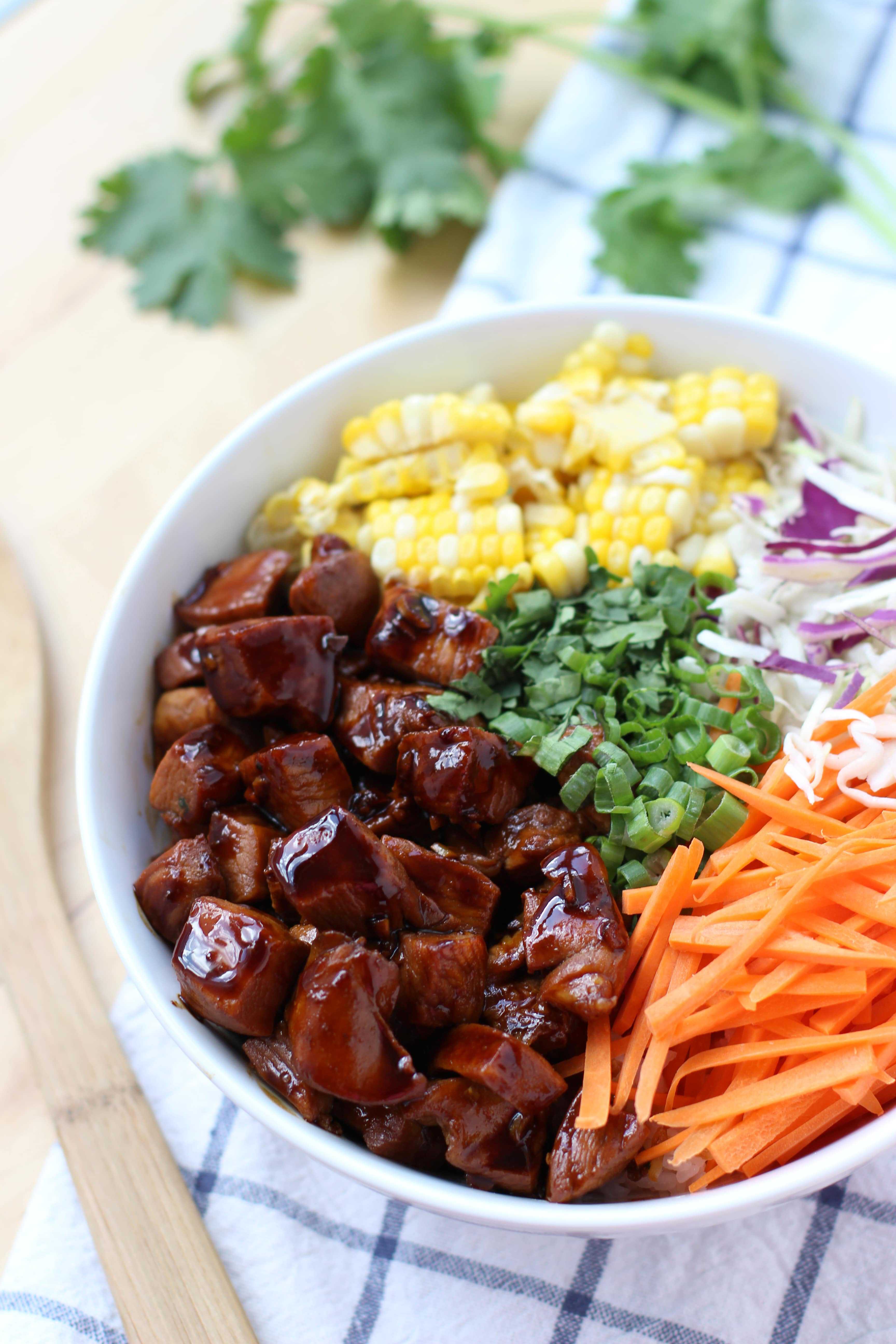 Garlic Soy Chicken and Veggie Rice Bowl