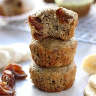 A stack of three Banana and Date Muffins