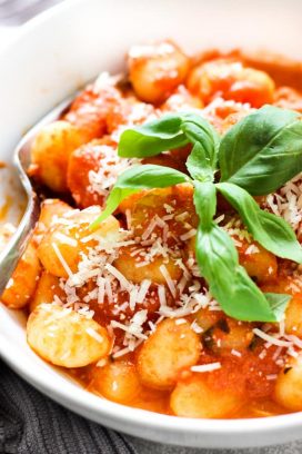 A bowl of Tomato Basil Gnocchi