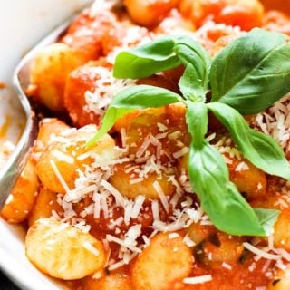 A bowl of Tomato Basil Gnocchi