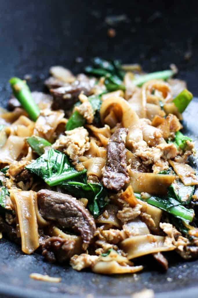 Pad See Ew Noodles tossed with beef and eggs