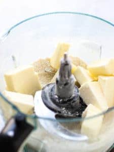 Cold cubes of butter in food processor