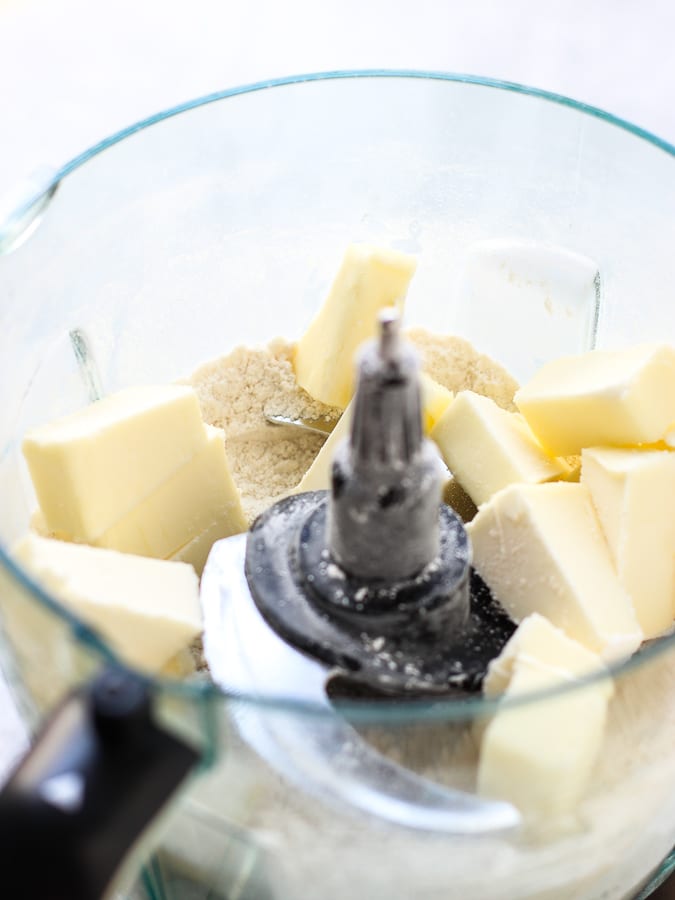 Cold cubes of butter in food processor
