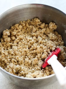Crumble mixture in mixing bowl