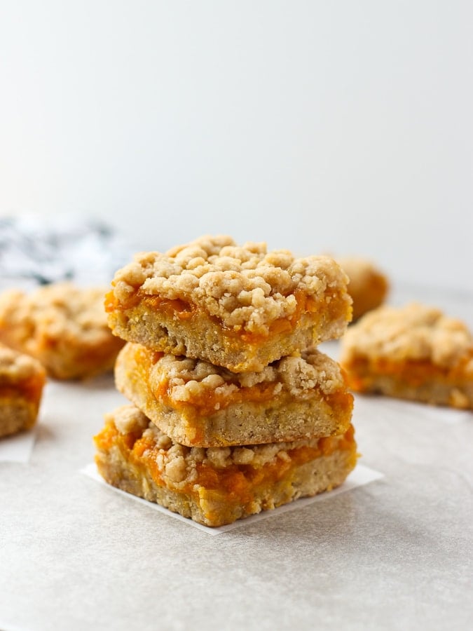 A stack of three Mango Crumb Bars