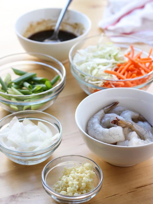 Ingredients for Shrimp Stir Fried Noodles