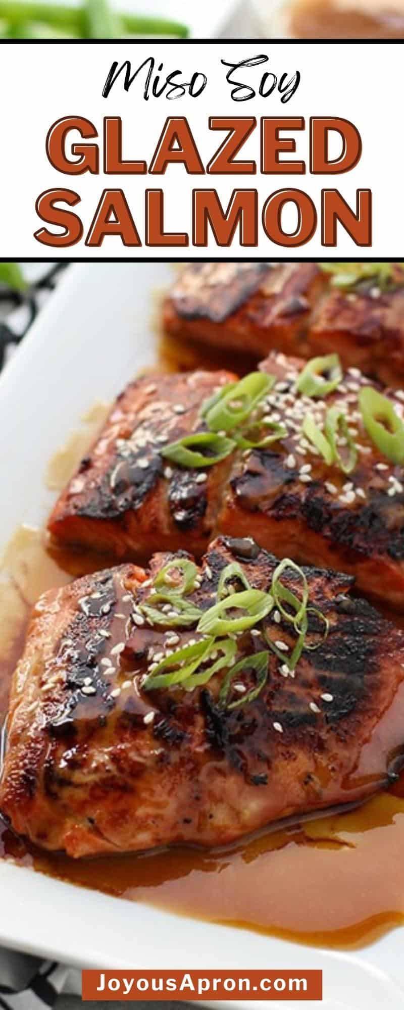 Miso Soy Glazed Salmon - easy, healthy 30-minute salmon recipe with Asian-inspired flavors! Salmon is topped with a sticky, savory and sweet miso soy glaze with an umami flavor. via @joyousapron