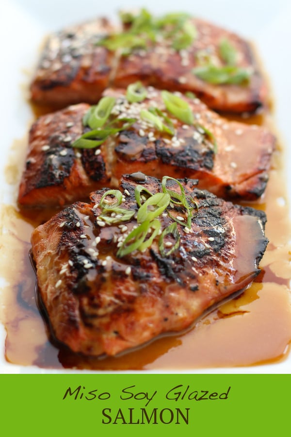 Miso Soy Glazed Salmon - easy, healthy 30-minute salmon recipe with Asian-inspired flavors! Salmon is topped with a sticky, savory and sweet miso soy glaze with an umami flavor. via @joyousapron