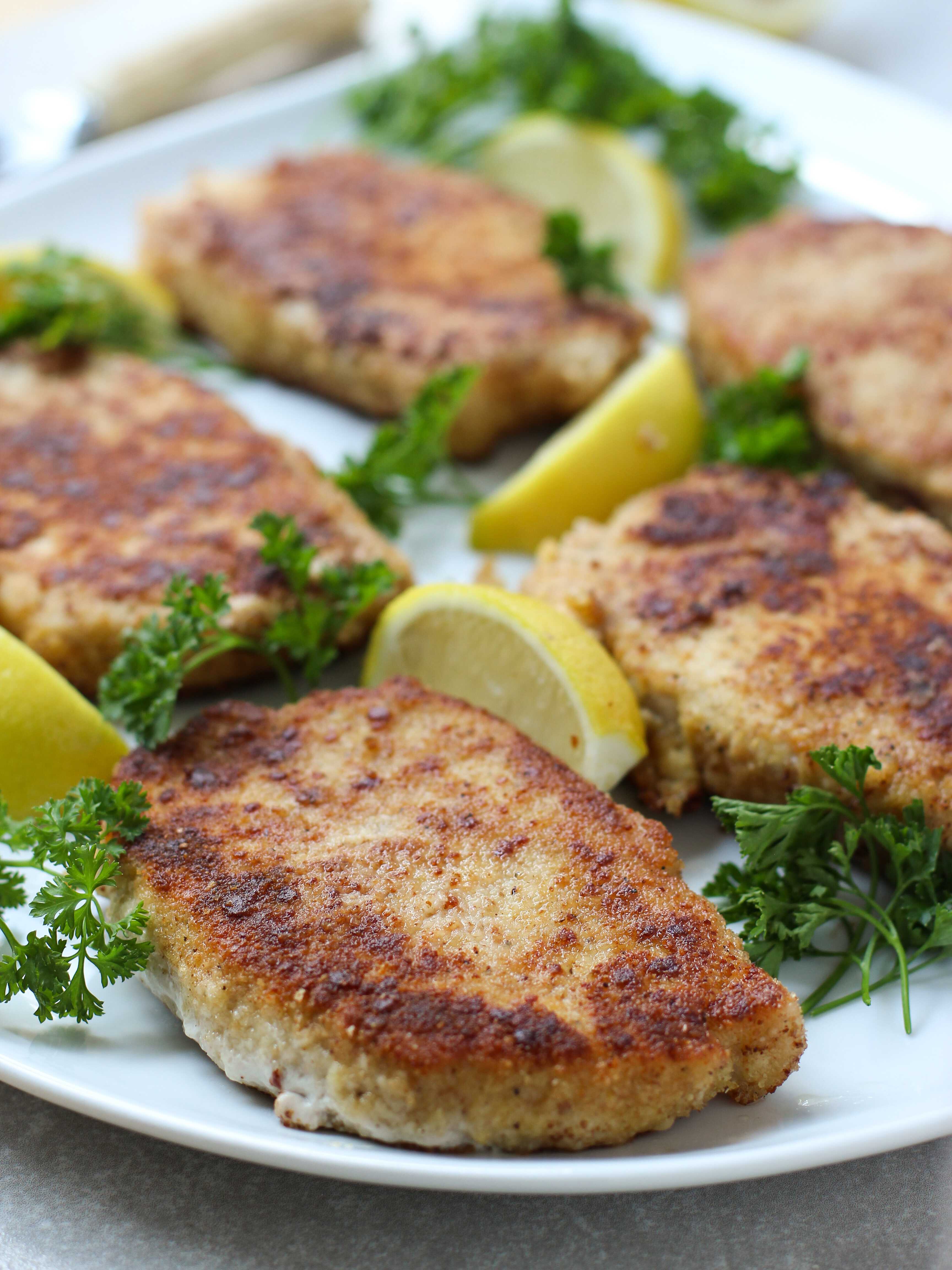 Lemon Butter Parmesan Crusted Pork Chops