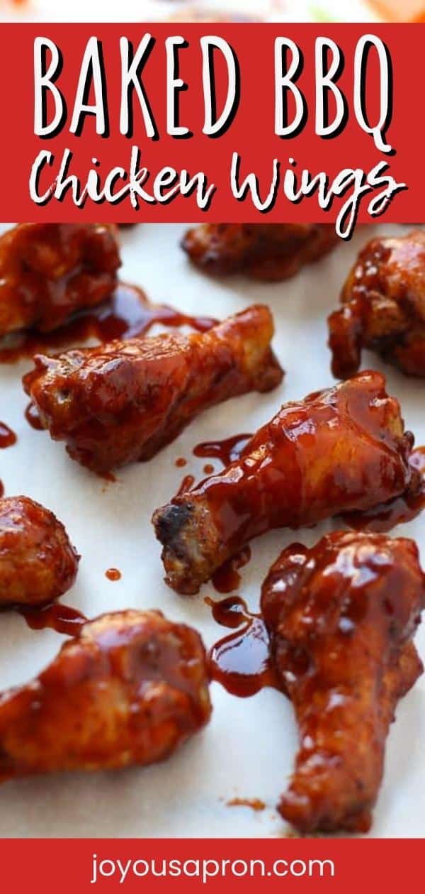 BBQ Baked Chicken Wings - these chicken wings are easy to make, oven baked AND crispy! Then smothered with barbecue sauce. The perfect appetizer or main course for parties, game day, any day! via @joyousapron