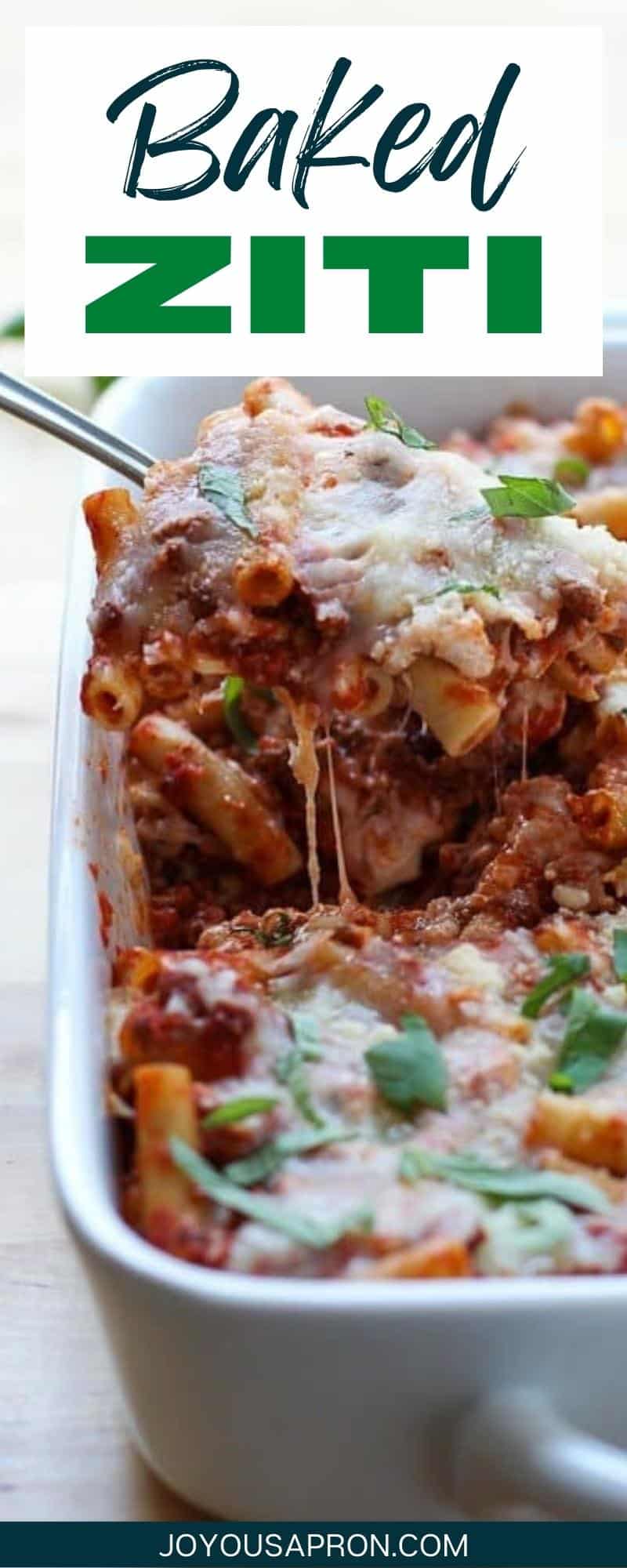 Baked Ziti - Ziti pasta baked with delicious ground beef meat sauce and ricotta cheese. An Italian comfort food recipe for busy weeknights, potlucks, and parties! via @joyousapron
