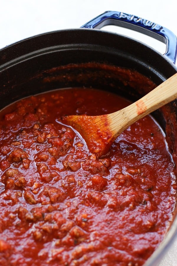 Red sauce with ground beef