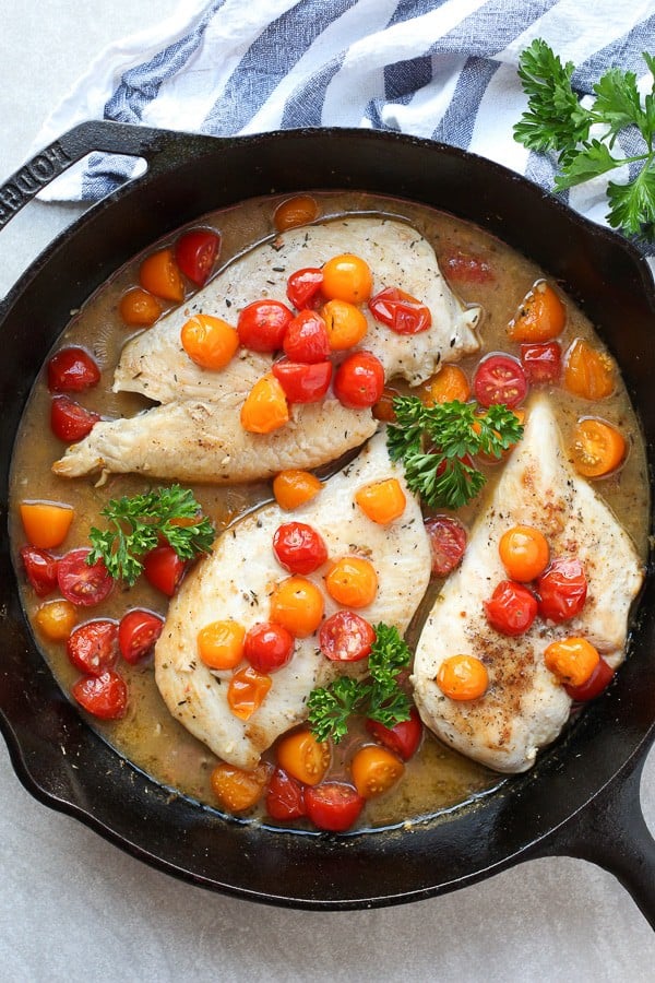 White Wine and Tomato Skillet Chicken