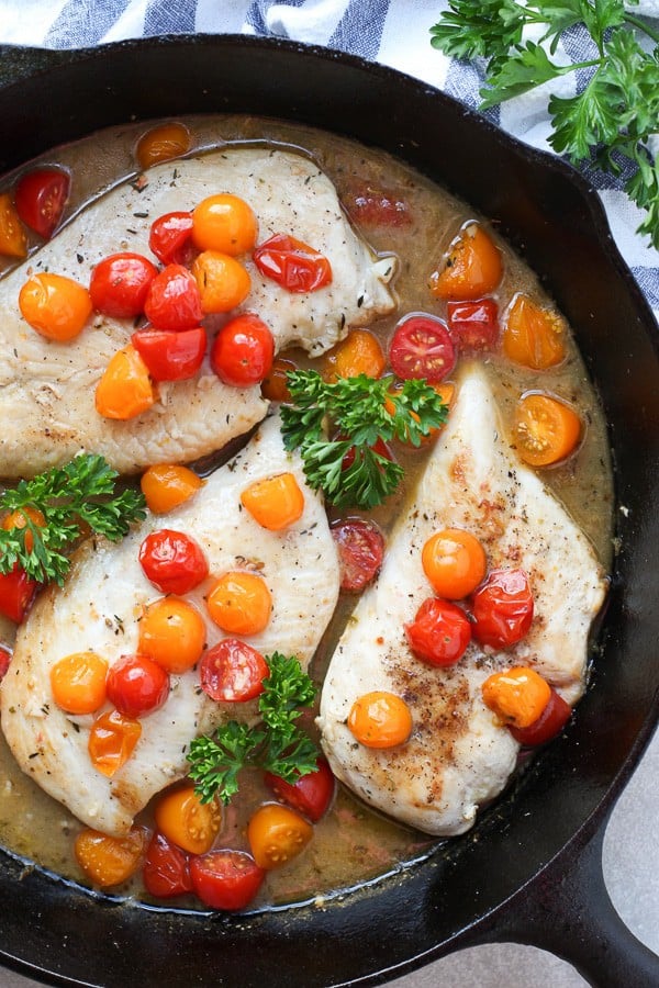 White Wine and Tomato Skillet Chicken