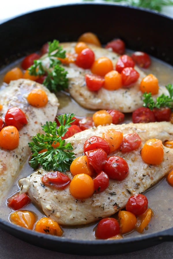 White Wine and Tomato Skillet Chicken