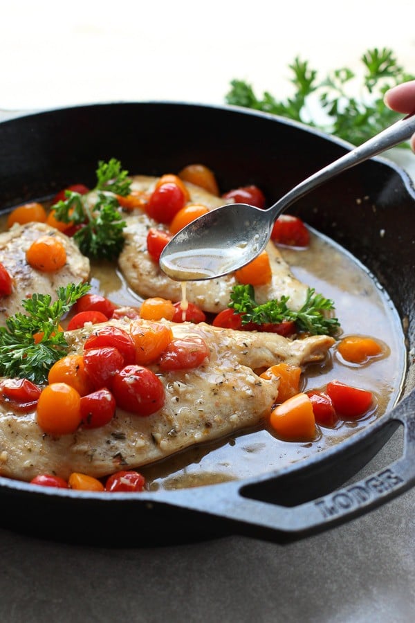 White Wine and Tomato Skillet Chicken