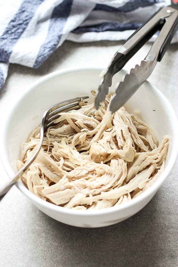 Shredded chicken for Lemon Chicken and Rice Soup