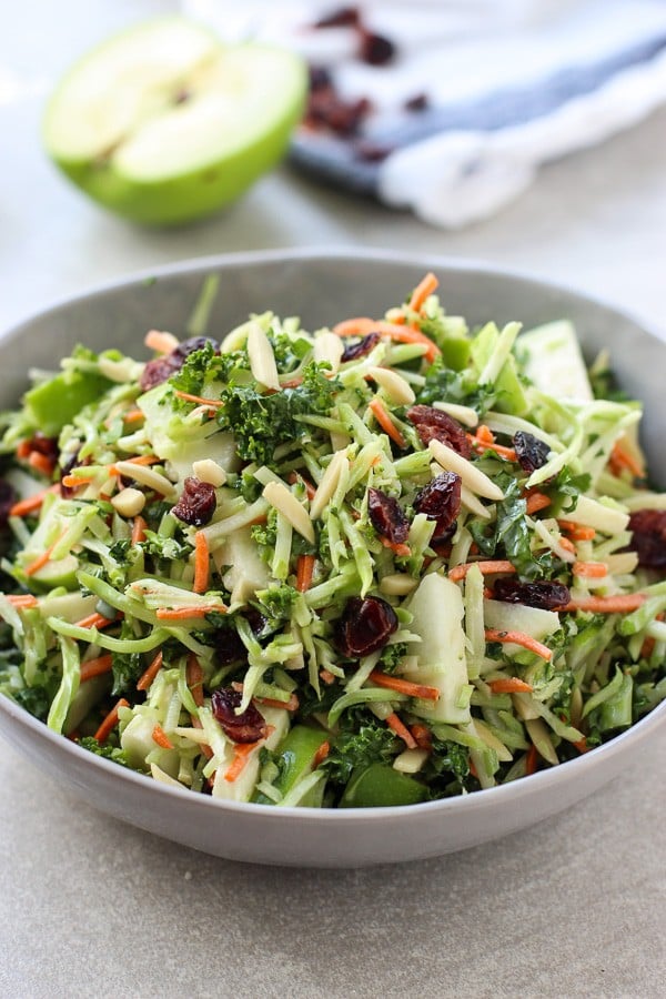 Mason Jar Broccoli Salads with Kale and Apple - Kristine's Kitchen